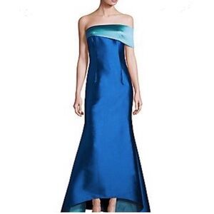 Sachin & Babi Elegant Blue Strapless Evening Gown